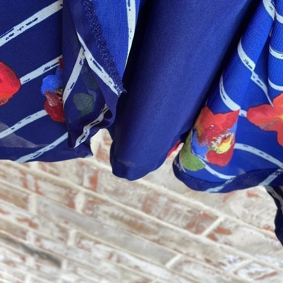 Maison Jules Blue Striped Floral Skeeveless Skater Dress - Picture 5 of 10